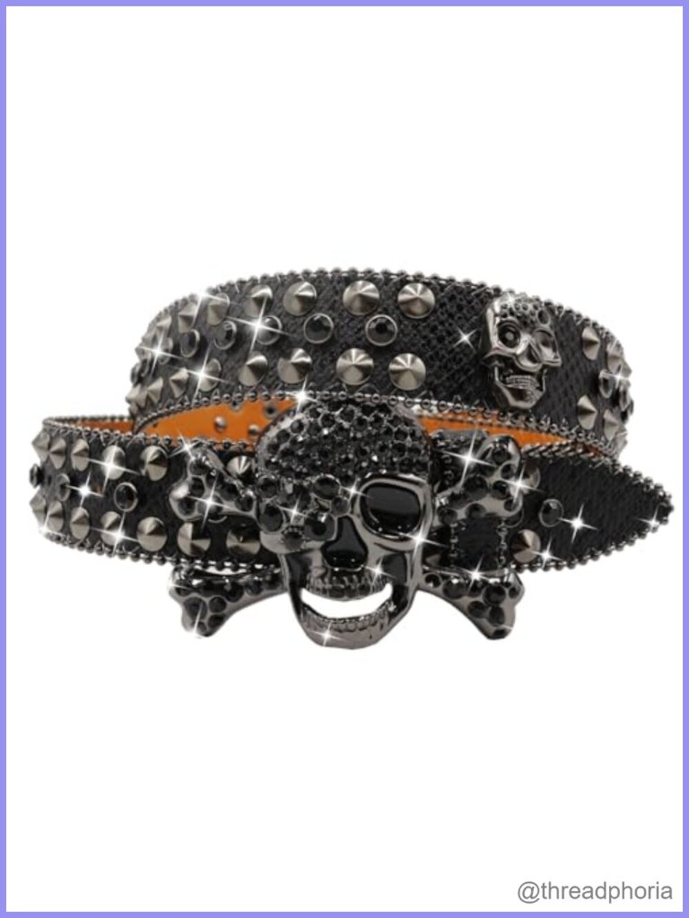 Rhinestone Skull Studded Belt Punk Y2K Eco-Friendly Leather Unisex Gift